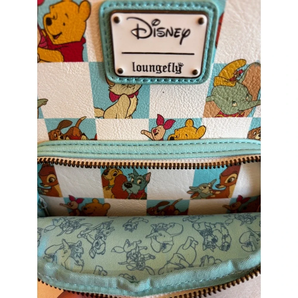 Disney‎ Loungefly Mini Backpack Checkered Classics Winnie Pooh Dumbo Bambi Blue